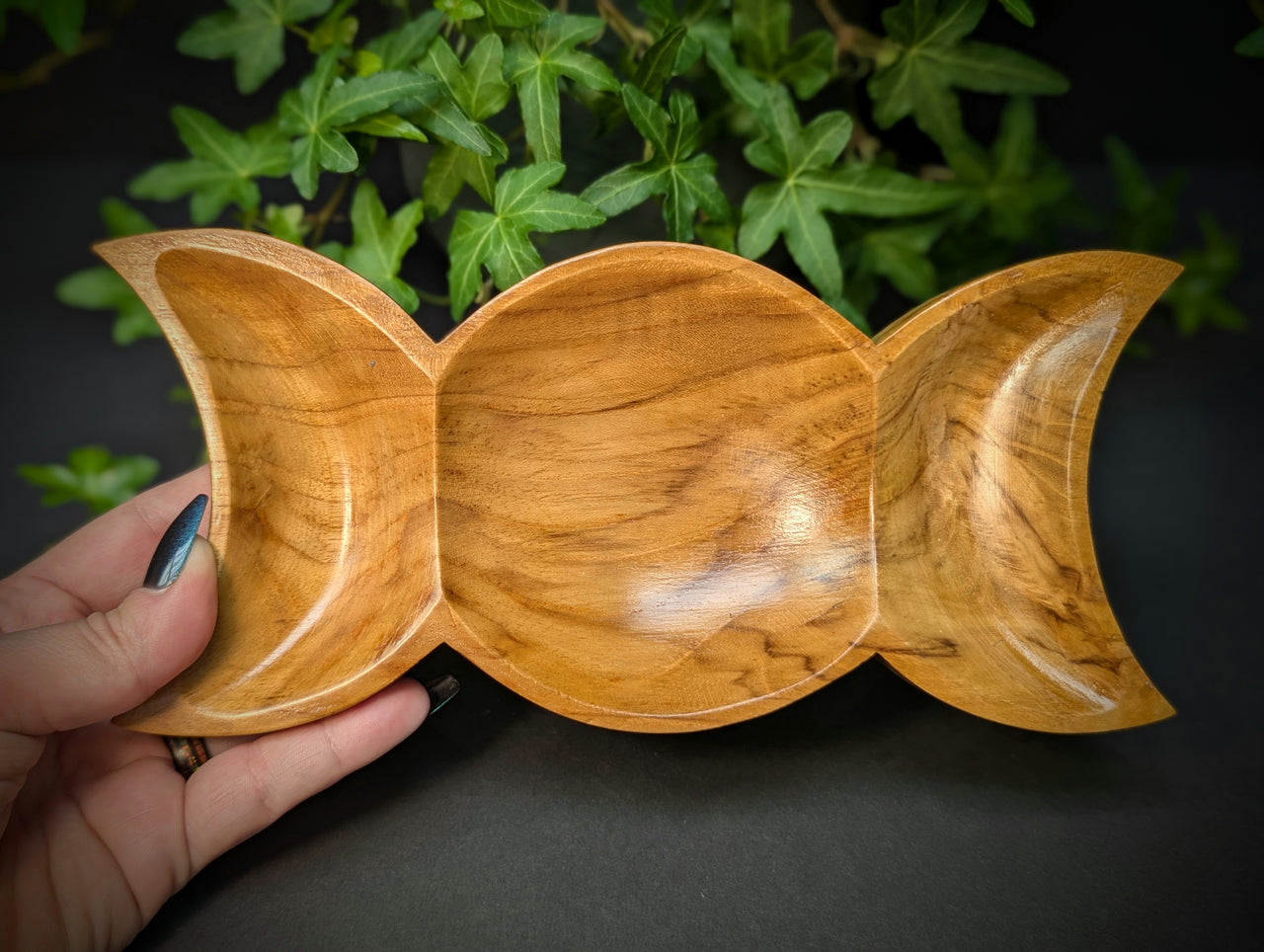 Triple Moon Teak Wood Bowl