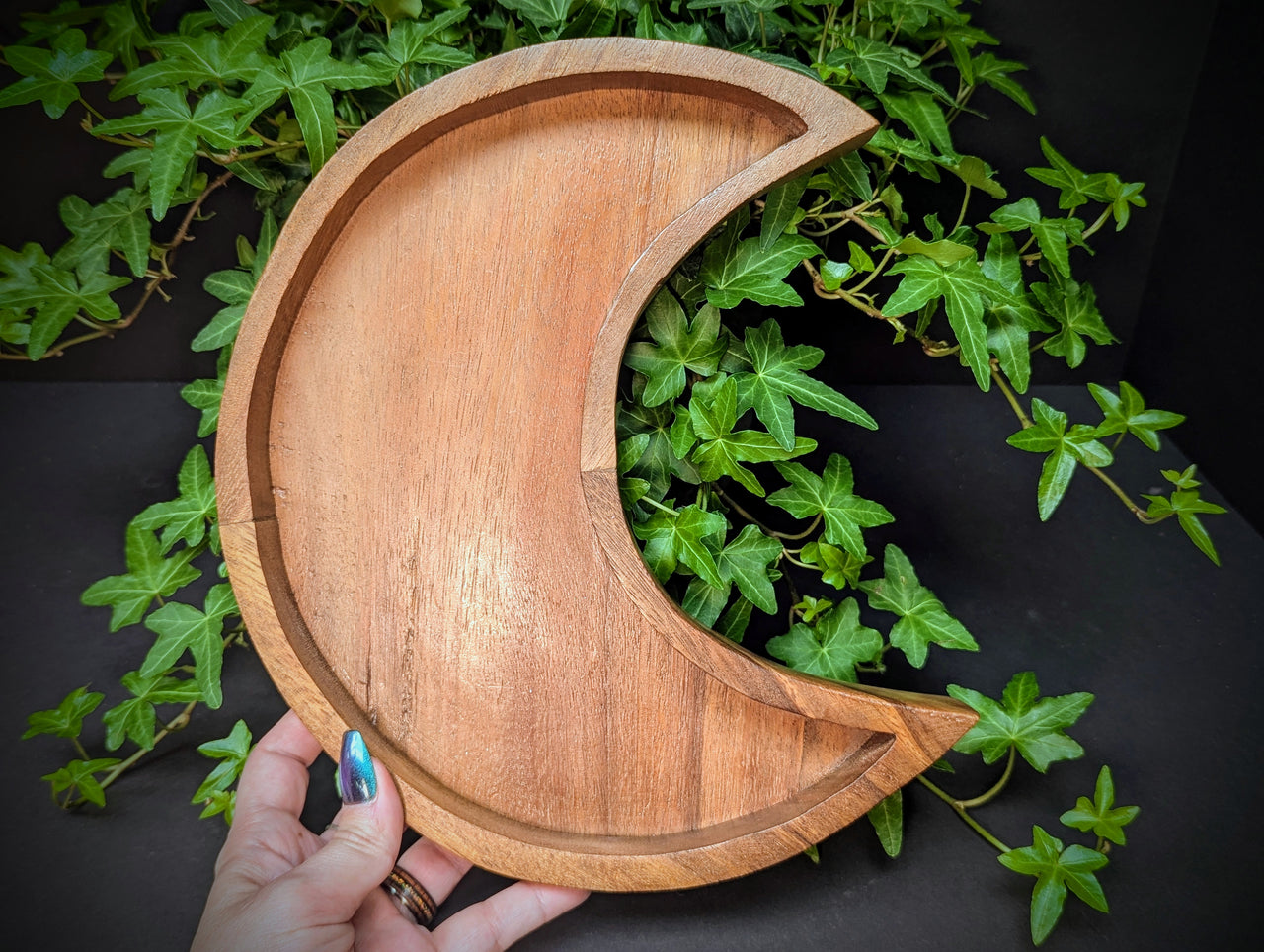 Moon Shaped Wood Bowl